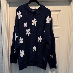 Love & Whimsy Women’s Navy Blue Daisy Sweater Size XL NWT